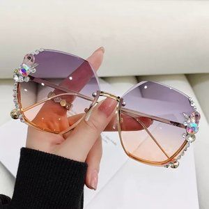 Women Sunglasses Women Luxury Brand Design Diamond Sunglasses